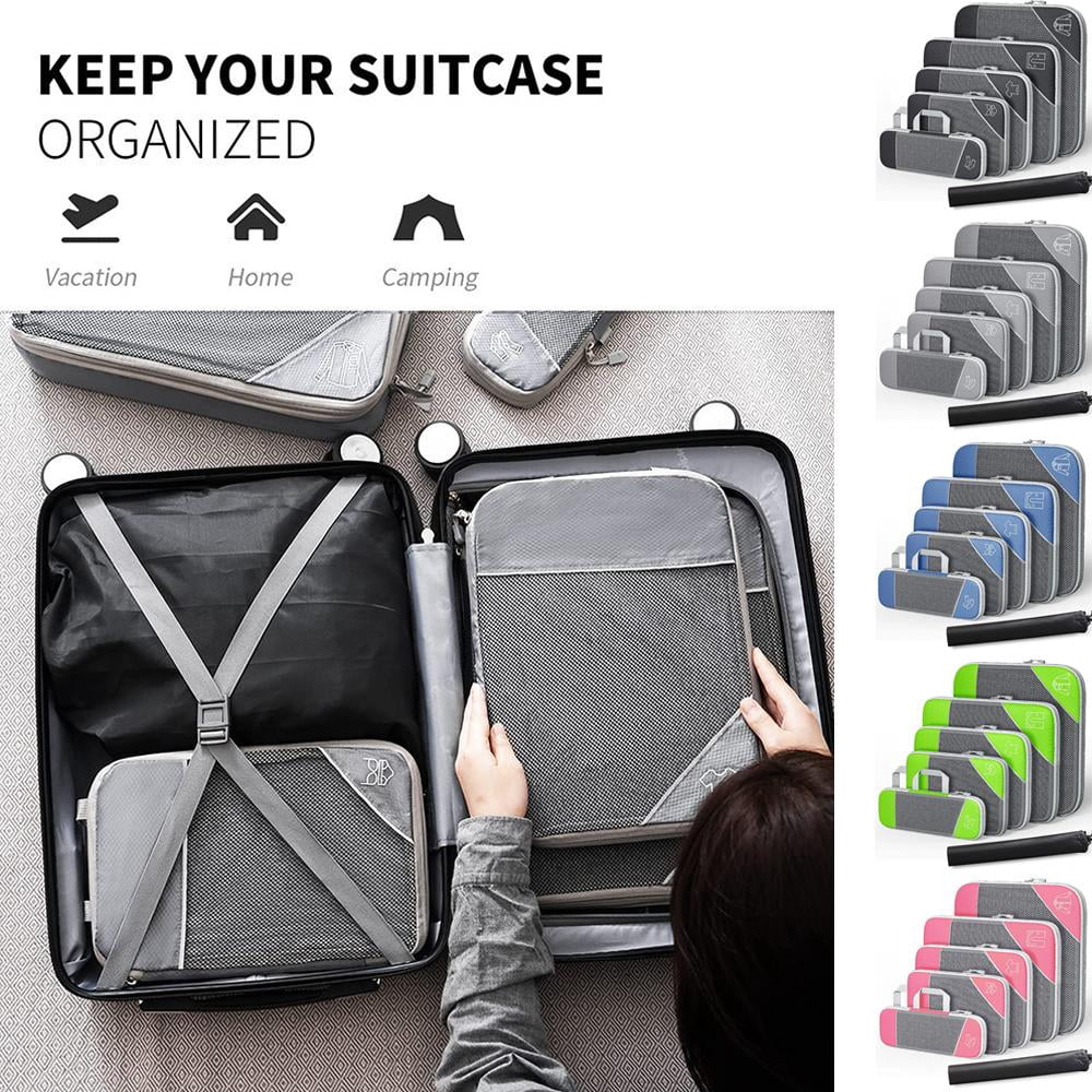 HAVELOR Compression Packing Cubes Set, 5 Sizes with Dual-Zipper Compression, Organize Suitcases & Carry-On Luggage Efficiently(Gray,1pcs)