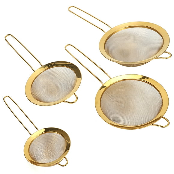 Dekaim Flour Sieve 4Pcs Home Kitchen Stainless Steel Flour Sieve Sifter Mesh Strainer for Oil Residue Fruit Juices