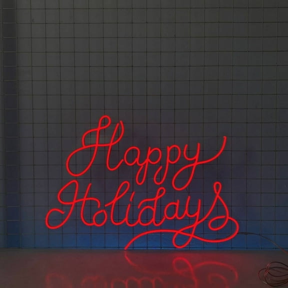 Craftnamesign Happy Holidays Neon Light, Happy Holidays Led Sign, Christmas Wall Art Home Decor