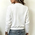 thumbnail image 4 of Vynhevius Women Bomber Jacket Solid Stand Collar Zip Up Textured Long Sleeve Pockets Casual Outerwear, 4 of 6