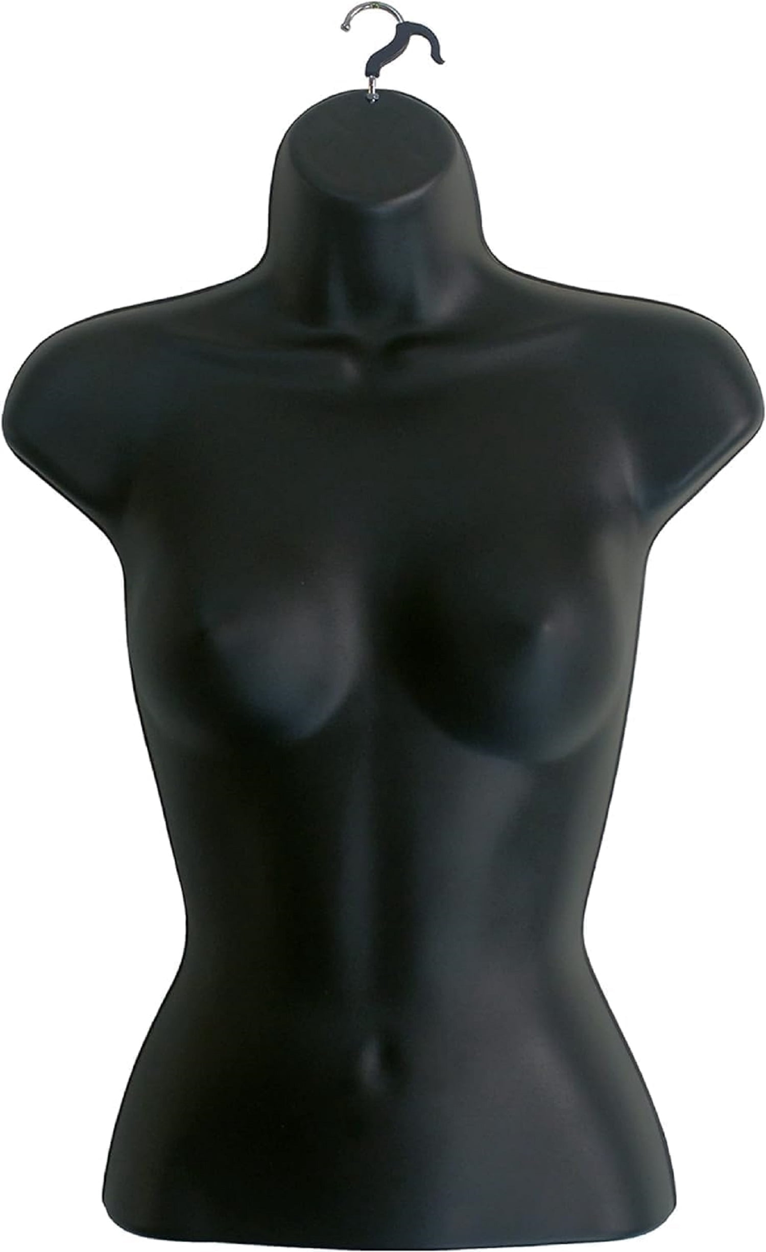 DisplayTown Black Male + Female Mannequin Hollow Back Body Torso Set w/ Metal Stand with Metal Pole & Hanging Hook, S-M Sizes