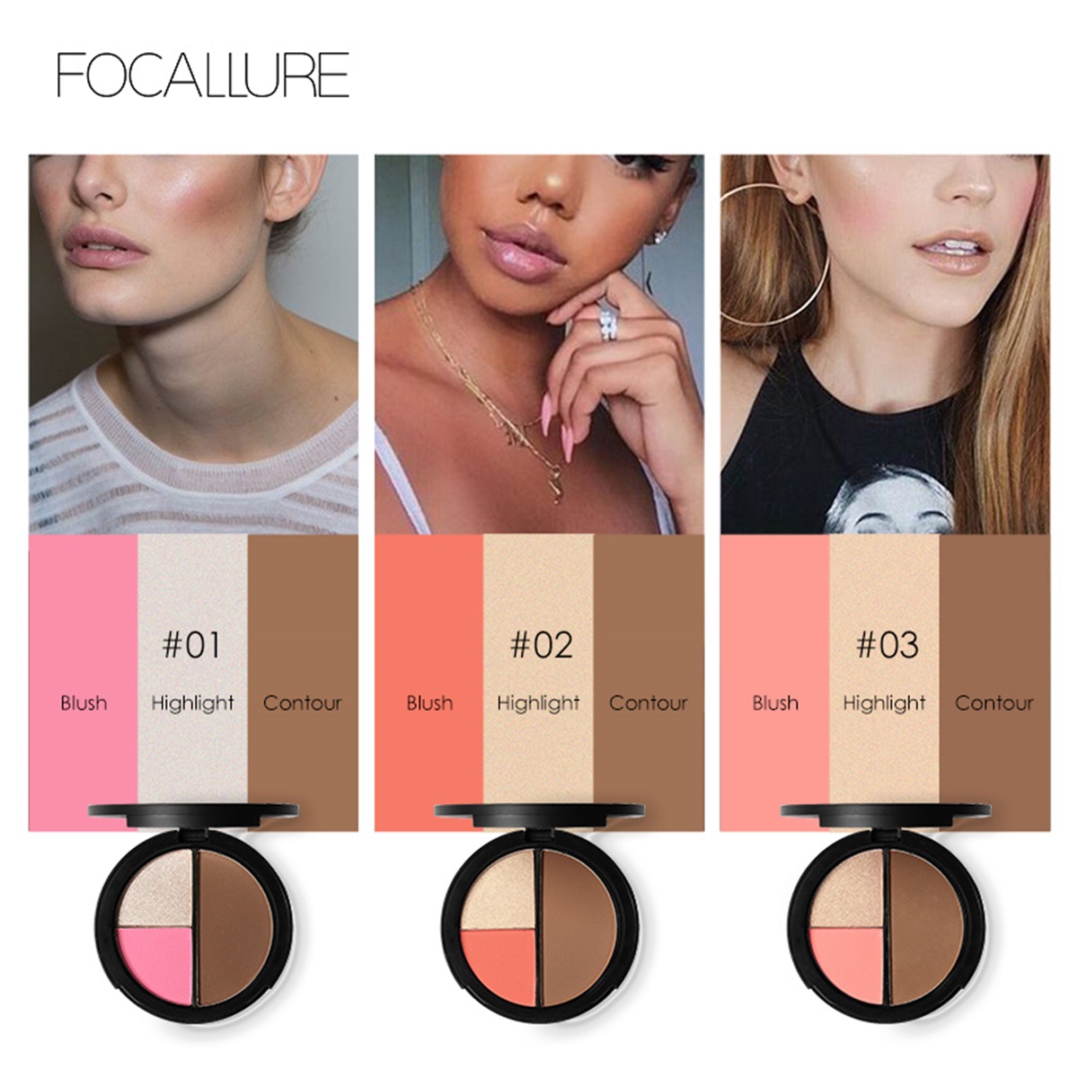 FOCALLURE 3 in Blush & Highlighter & Palette,Ultra-fine to Create Natural Look - Walmart.com