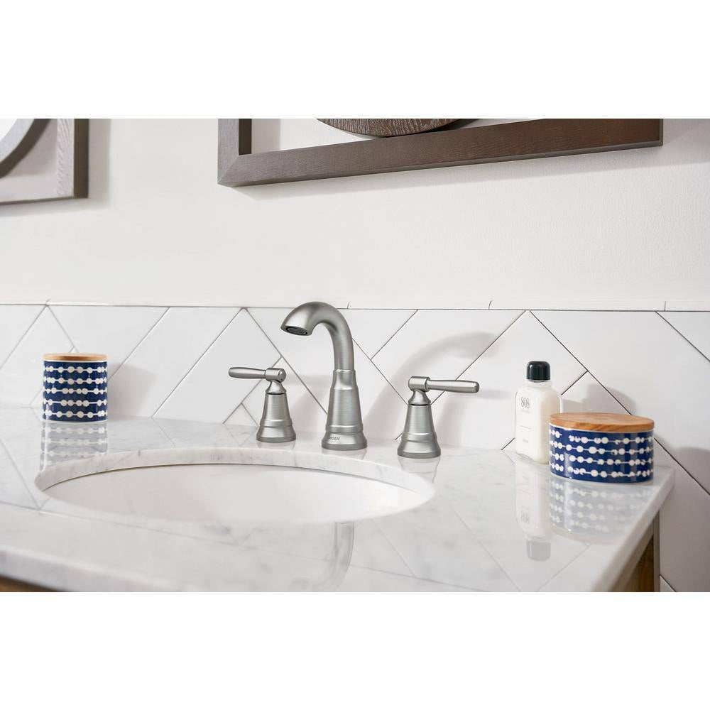 MOEN 84972SRN Halle 8 in. Widespread 2-Handle High-Arc Bathroom Faucet in Spot Resist Brushed Nickel