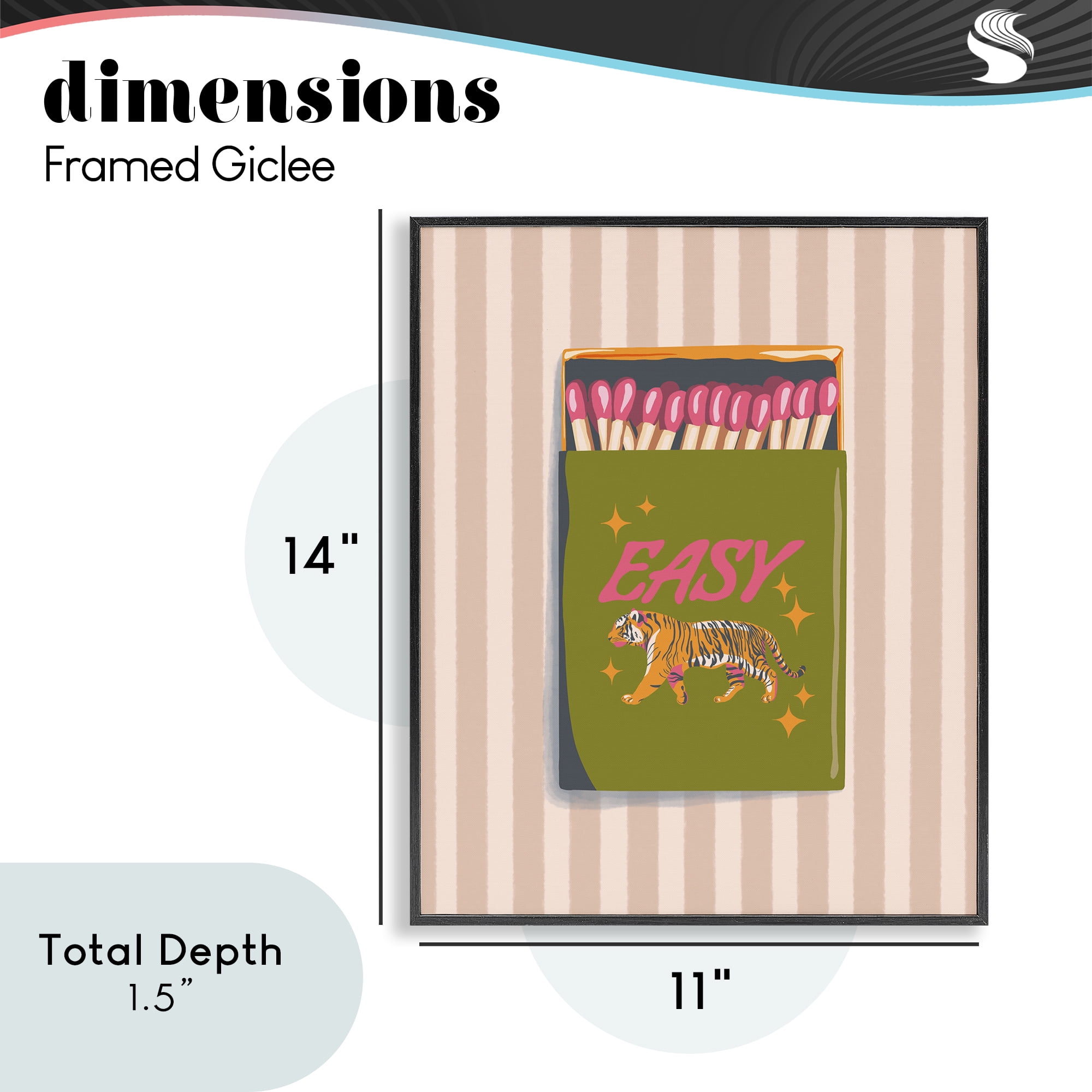 Easy Tiger Retro Matches Black Framed Giclee Art, design by Elyse Anastacia