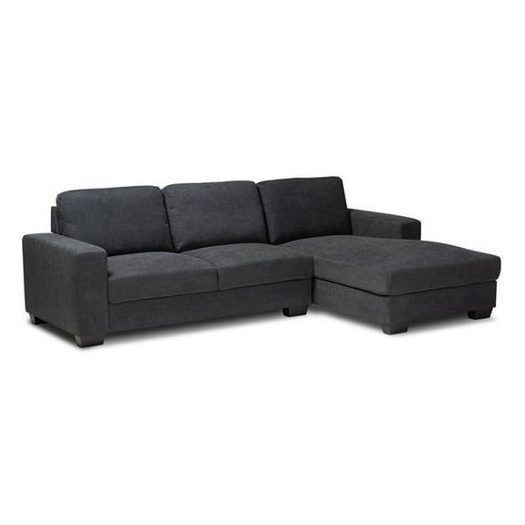Baxton Studio Nevin Modern and Contemporary Dark Grey Fabric Upholstered Sectional Sofa with Right Facing Chaise