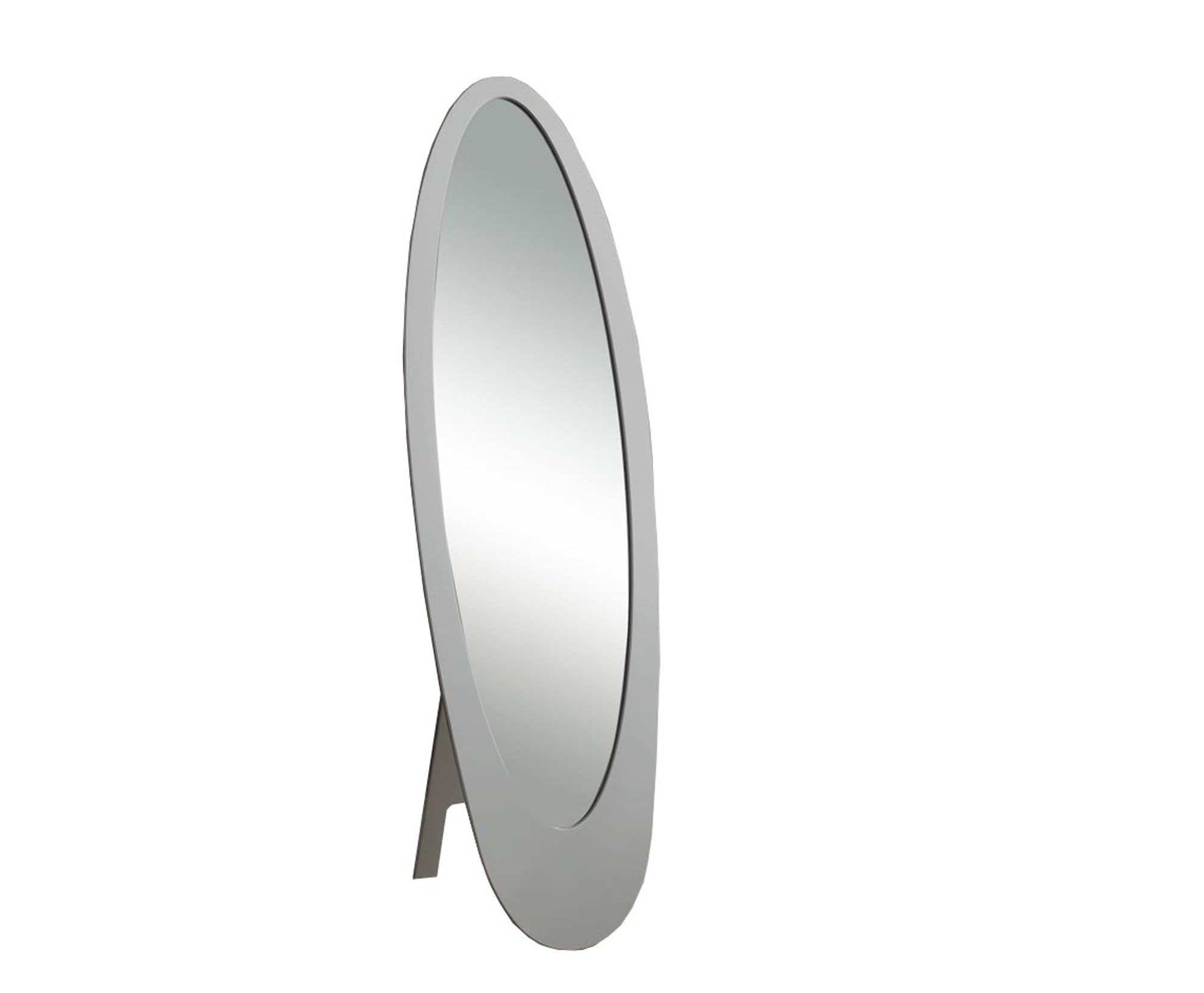 59" Gray and Clear Contemporary Wooden Framed Oval Floor Mirror