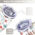 thumbnail image 5 of Mini Flower 40 Oz Tumbler with Handle Lid and Straw, Stainless Steel Double Walled Vacuum Insulated Cup, Cute Anniversary Wedding Birthday Gifts Tumbler for Women Men Friends Outdoor Indoor, 5 of 7