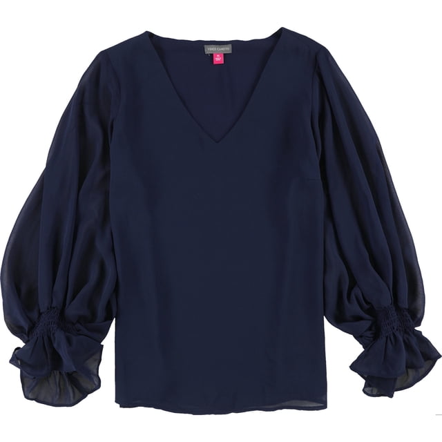 Vince Camuto Womens Solid V-Neck Shell Blouse, darkblue, XL
