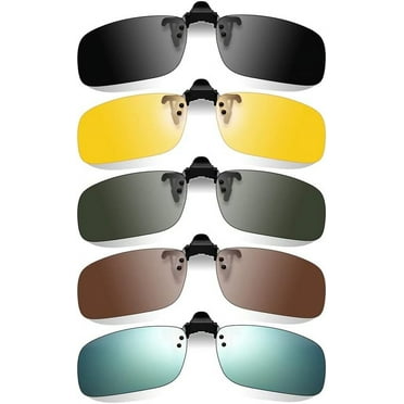 Clip-On Polarized Sunglasses - 5 Pack Flip-Up Sunglasses for Prescription Glasses