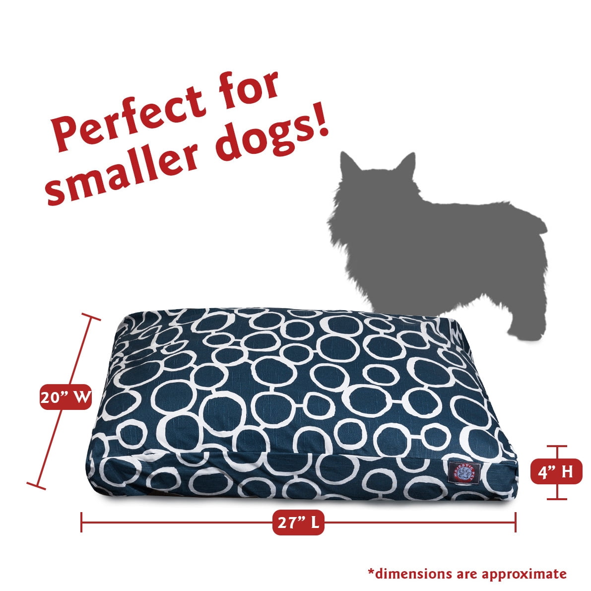 Majestic Pet | Fusion Rectangle Pet Bed For Dogs, Removable Cover, Navy, Small