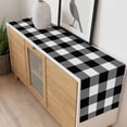 thumbnail image 4 of Black White Plaid Table Runner 36 Inches Long Farmhouse Dress Scarves, Farmhouse Modern Abstract Art Buffalo Dining Tablerunner for Coffee Table/Kitchen Island/Party Décor, Small 13" x 36", 4 of 8