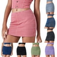 thumbnail image 2 of Gubotare Skirts for Women Denim Womens Mini Denim Skirt Mid Waist Mini Dress Jean Skirts (Pink,Size S), 2 of 7