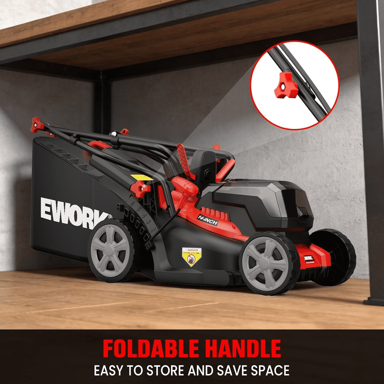 EWORK 40V Electric Lawn Mower Cordless, 14" Electric Push Mower with 2x4.0Ah Batteries & Charger, 3800RPM Motor, 6-Height Adjustment, 21Lbs Lightweight Battery Powered Lawnmower for Garden, Small Yar
