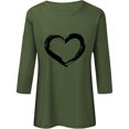 thumbnail image 4 of Plebaso Hauts Cœur pour Femmes Manches 3/4 Col Rond T-Shirts Graphiques Mignons Imprimés Blouses Décontractées pour Femmes, 4 of 6