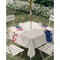 thumbnail image 2 of Square Outdoor Tablecloth with Umbrella Hole Independence Day Table Cloth Waterproof Patio Table Cover Blue White Blossom Flowers Vintage Beige Zipper Tablecloths for Picnic Camping 54x54 Inch, 2 of 8