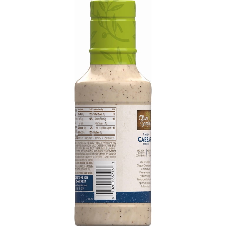 Olive Garden Classic Caesar Dressing 16 fl oz with Parmesan, Anchovies, Red  Wine Vinegar - Walmart.com
