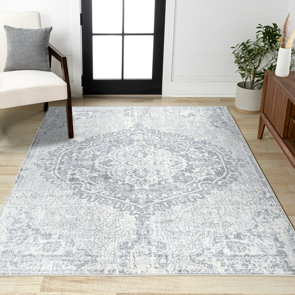 JONATHAN Y MODERN PERSIAN 8 x 10 Area Rug, Vintage Medallion - Gray/Ivory, MDP105B-8