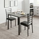 thumbnail image 4 of Juego pequeño de mesa de comedor para 2 personas, 3 piezas con sillas acolchadas de PU, gris, 4 of 7