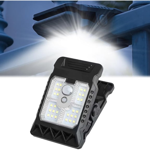 Clip on Solar Lights Outdoor Waterproof,28 LEDs Motion Sensor Lights 3 Modes 3 Mounting Ways for Fence, Wall, Garage, Patio Umbrella