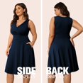 thumbnail image 4 of POSESHE Women's Casual Short Sleeve V-Neck Dress with Pockets, Summer Short Party Dress, 4 of 5