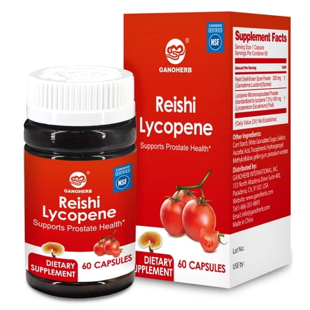 Ganoherb 100mg Lycopene Supplement Extract Capsule with 200mg Reishi Mushroom, 60 Count
