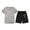 1-Grey, variant on Girls Summer Outfits Casual Lounge Set Grey Print Short Sleeve T Shirt and Elastic Waist Shorts 2 Piece Boys Clothing Sets 4T
