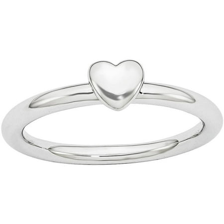 Stackable Expressions Sterling Silver Rhodium Puffed Heart Ring