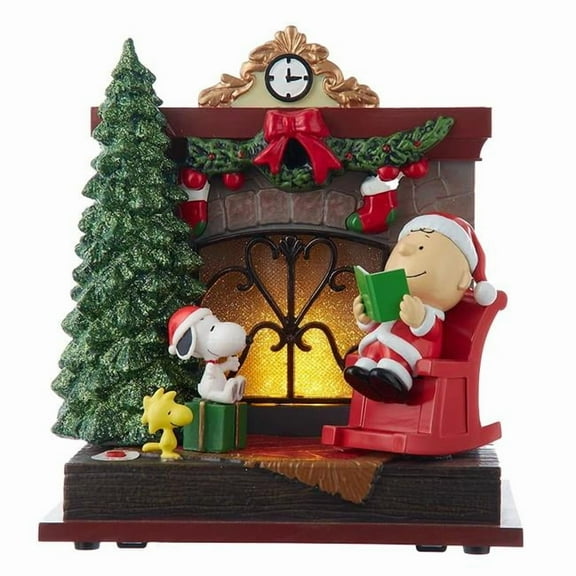 Peanuts Kurt Adler Battery Operated Musical Santa Fireplace