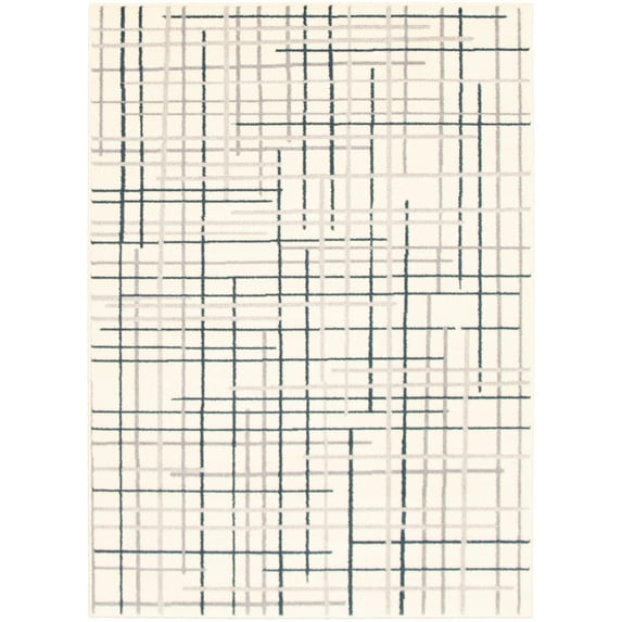 eCarpetGallery Modern Living Room Area Rug, 5'3" x 7'3", Cream-Petrol, Tessa