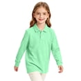 thumbnail image 3 of Girls Long Sleeve Polo Shirt School Uniform Casual Fall Comfy Smooth Knit Top Back to School Outfit, 3 of 6