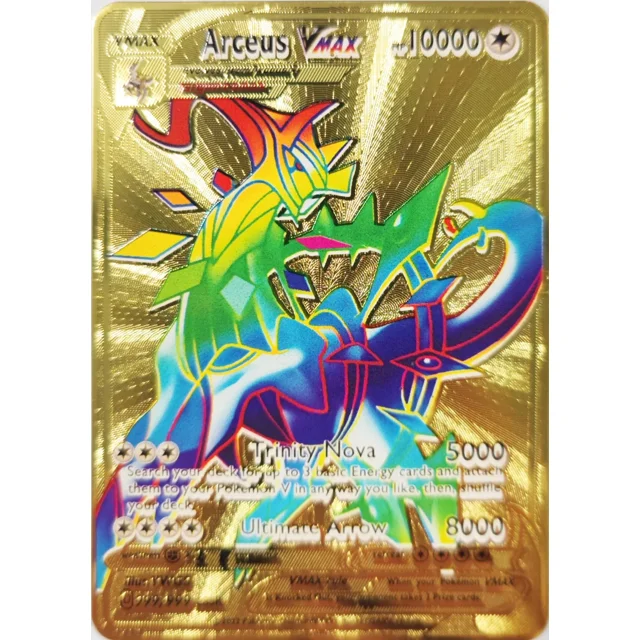 10000 Point Metal Cards English Metal Card Vmax Gx Pikachu Charizard Gold Limited Game Collection Card Edition Kids Gift