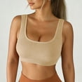 thumbnail image 2 of Bxsruta Women Seamless Ribbed Sports Bra Wirefree U Neck Crop Top High Support Yoga Workout Running, 2 of 7