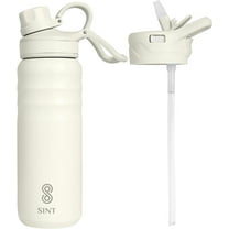 SINT Vacuum Insulated Water Bottle 24 Oz, Leak Proof - Stainless Steel Water Bottle with Straw, Chug and Spout Lid, Double Walled & Dishwasher Safe, Pack of 1 | Creamy