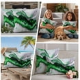 thumbnail image 5 of Teal Marble Outdoor Waterproof Pillow Covers, Farmhouse Contemporary Abstract Aesthetic Decorative Square Throw Pillowcase Sofa Cushion Sham for Patio/Couch/Chair, 20"x20" 2 Pack, 5 of 8