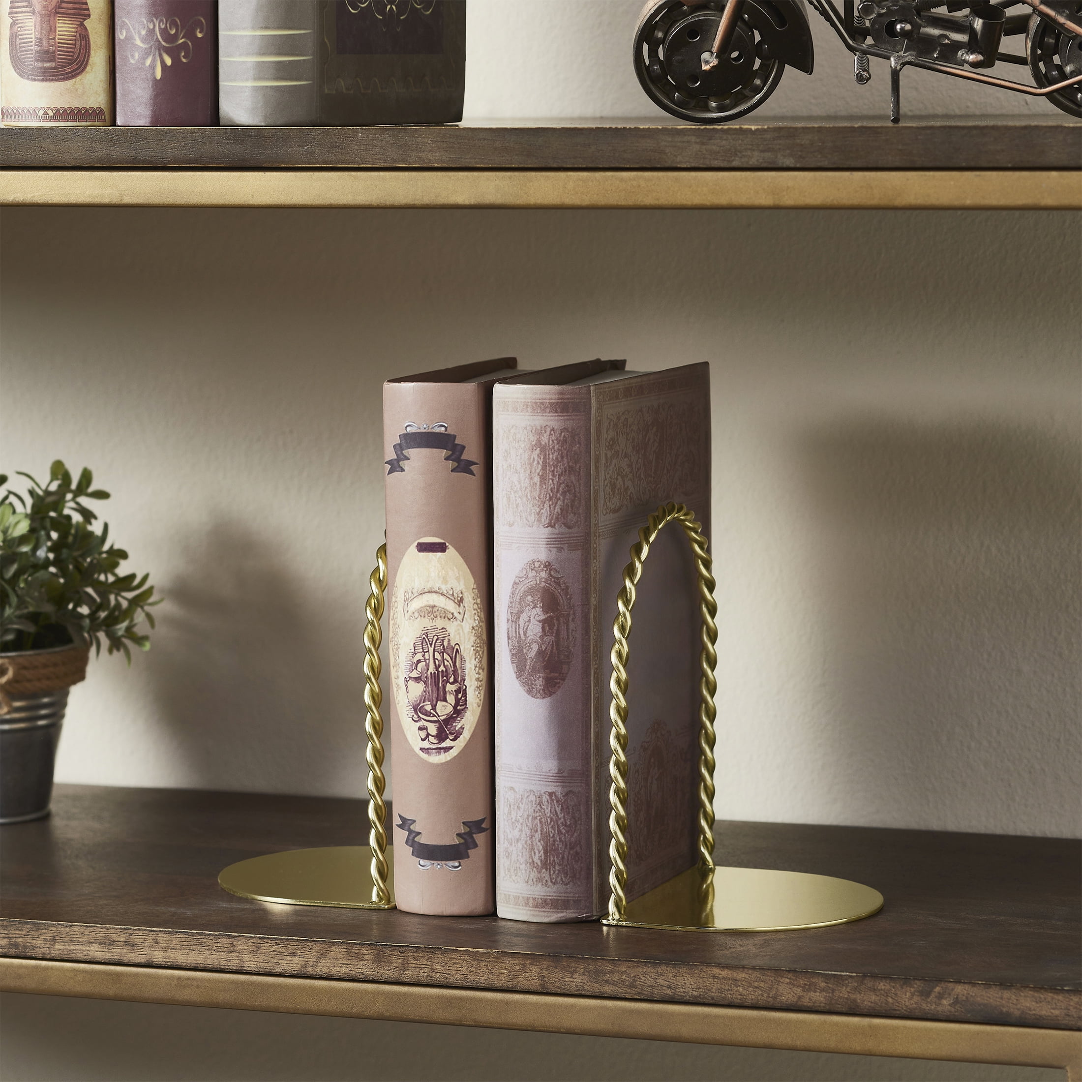My Texas House Gold Coiled Rope Indoor Tabletop Bookends, Set of 2