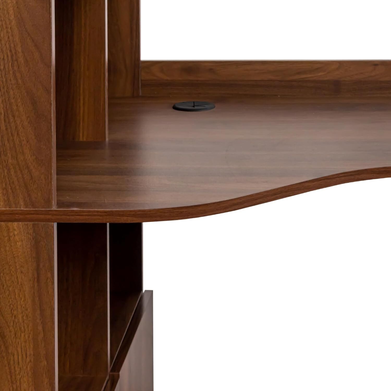 Modern L-Shaped Desk with Hutch & Bookshelf, Corner Home Office Desk with Drawers, 2-in-1 Design for Study, Executive Desk with Large Work Space, Ideal for Home Office & Study Room, Walnut