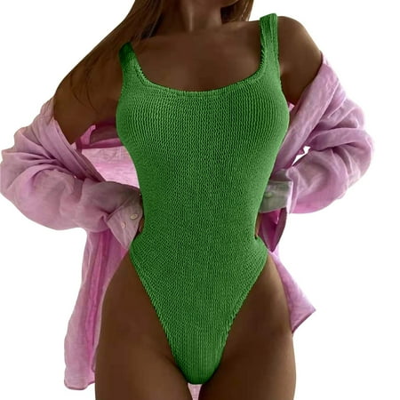CAIVO Women Swimsuits Tummy Control High Waisted Bathing Suit Wrap Tie Back Monokini Swimwear Swimsuit Pool Beach Vacation Summer Swim Wear