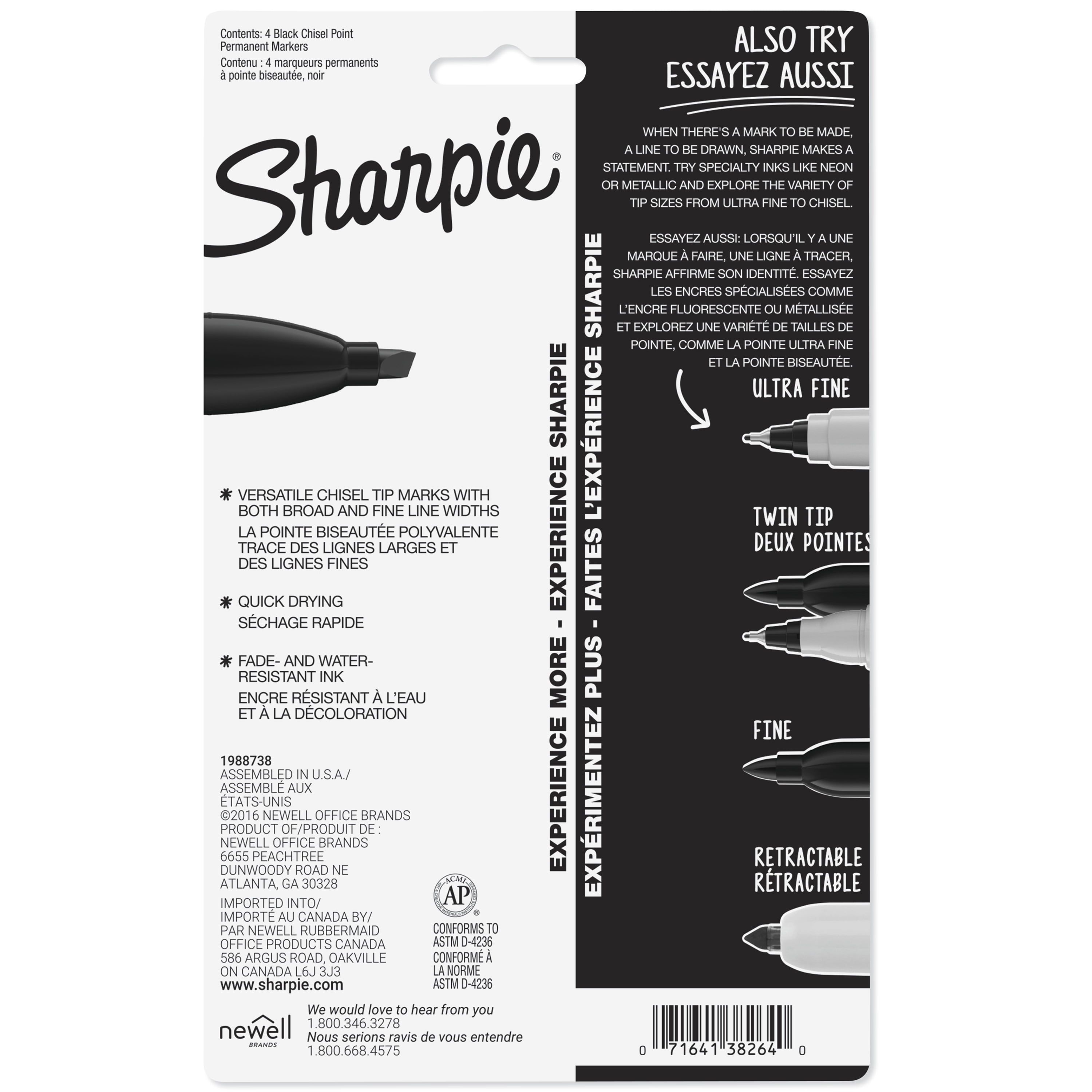 Sharpie - Permanent Marker: Black, AP Non-Toxic, Chisel Point - 94477577 -  MSC Industrial Supply