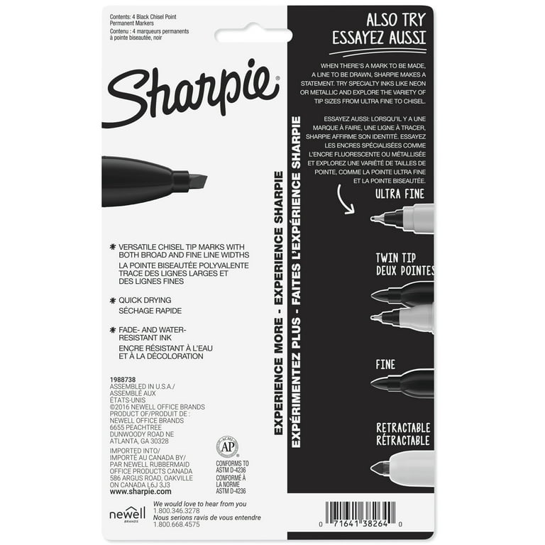 Fine/Ultra Fine/Chisel Tip Permanent Markers, Black, Pack of 12 -  SAN2164645, Sanford L.P.