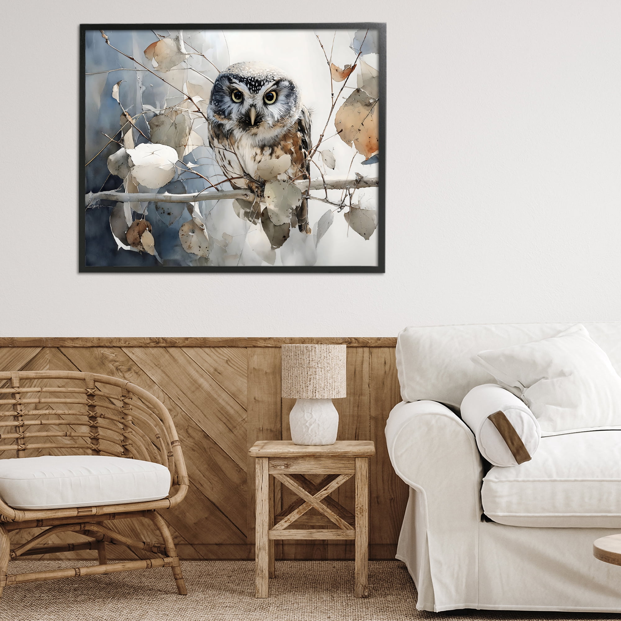 Stupell Industries Hoot Owl on Autumn Branch Black Framed Giclee Art, design by Franklyn Gregory