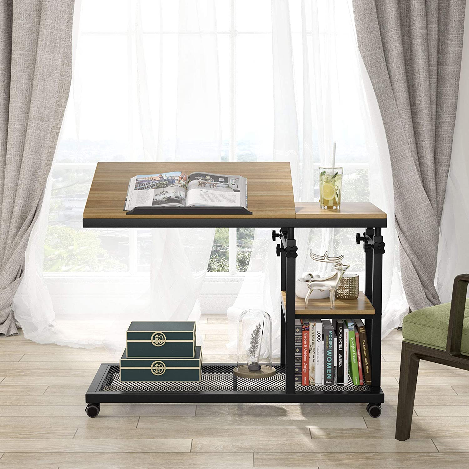 Tribesigns Height Adjustable C Table, Couch Sofa Bedside Laptop Side Table with Tiltable Drawing Board - image 3 of 7