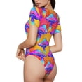 thumbnail image 3 of Balery Women'Smagic Mushrooms Crew Neck Round Neck Short Sleeves Slim Fit Casual Basic Extender Bodysuit Daily Jumpsuit T Shirts-X-Large, 3 of 9