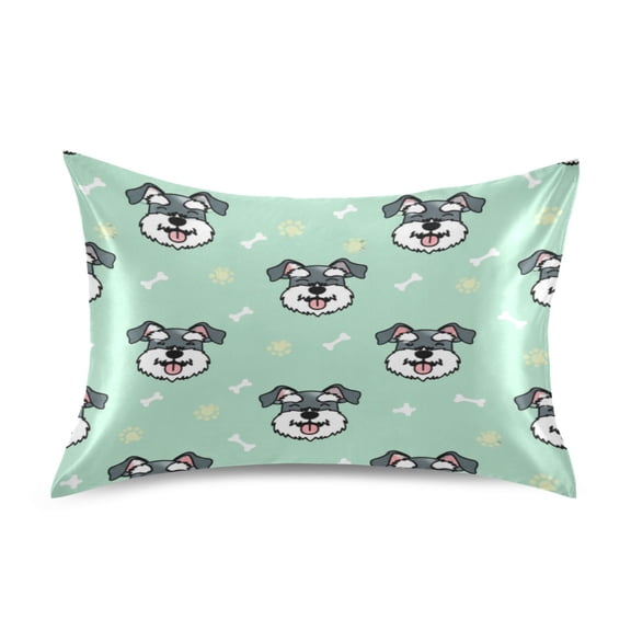 Satin Pillow Case Envelope Pillow Covers Standard Size Soft Pillow Cases for Bedroom, Mint Schnauzers Printed