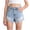 Light Blue-2, variant on Girls Jeans Shorts Ripped Y2K Vintage Mid Waist Straight Leg Denim Shorts with Elastic Waistband Hem (Light Blue,14-15 Years)