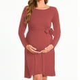 Bearsland Women’s Maternity Midi Dress Long Sleeve Casual Stretchy