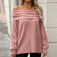 thumbnail image 2 of Sevevn Women's Off The Shoulder Sweater Long Sleeve Tops 2025 Fall Loose Knit Pullover Sweaters, 2 of 9