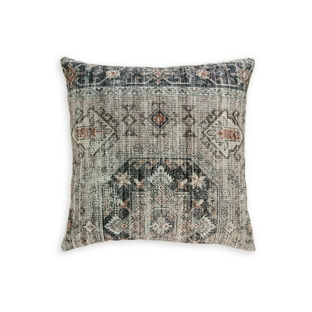 Signature Design by Ashley Roseridge Traditional 20x20 Inches Medallion Chenille Throw Pillow with Zipper Closure  Dark Brown & Beige