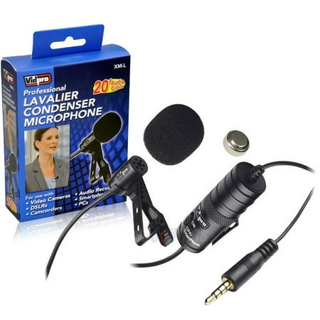 Samsung GALAXY S LCD / S L Cell Phone External Microphone Vidpro XM-L Wired Lavalier - 20' Audio Cable Electret
