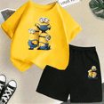 thumbnail image 3 of Conjunto de camiseta y pantalones cortos de dibujos animados de Minions Despicable Me para niños y adolescentes de verano de 2024, ropa para niños y niñas, camiseta de manga corta, traje de moda, 3 of 5
