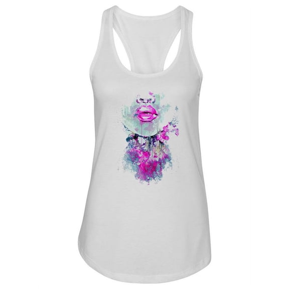 Woman With Pink Lipstick Racerback Tank Women -Image by Shutterstock, Female Large